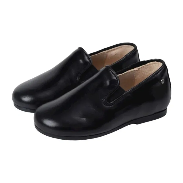 Benji - Black Soft Leather Slip On for Boy/Girl by Manuela de Juan