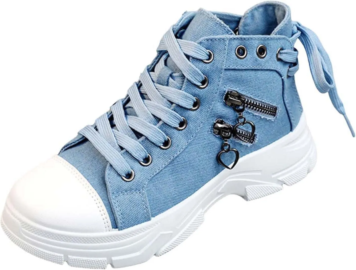 Canvas Shoes for Women High Top,Lace Up Platform Sneakers Thick Sole Heightening Casual Shoes Anti-Slip Walking Shoes