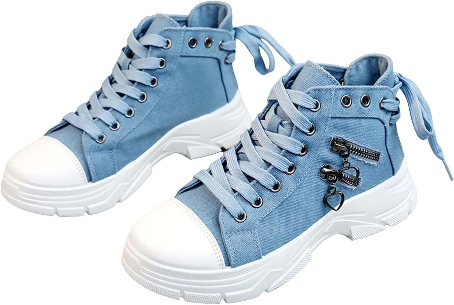 Canvas Shoes for Women High Top,Lace Up Platform Sneakers Thick Sole Heightening Casual Shoes Anti-Slip Walking Shoes