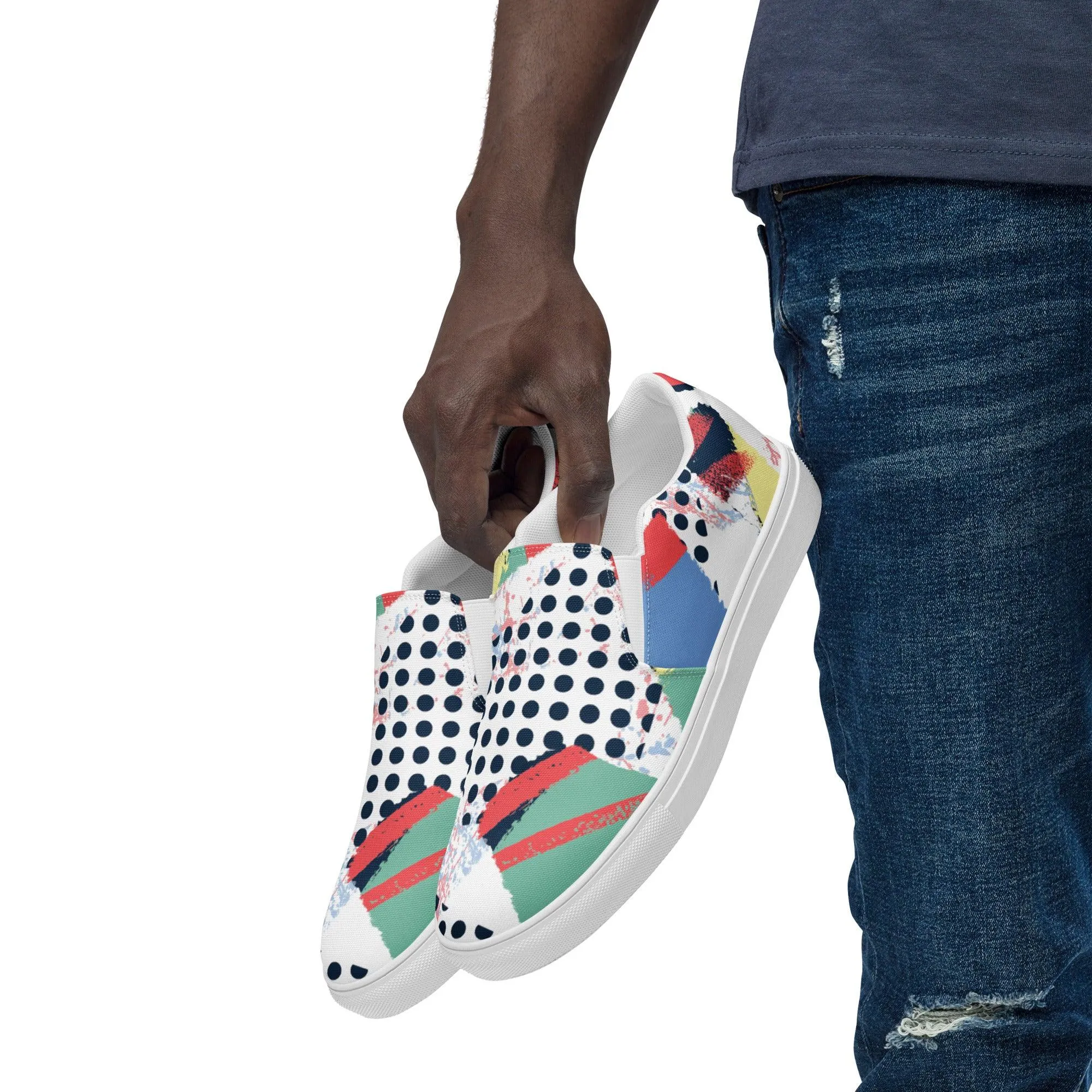 Graffiti Dot Men’s Slip-on Canvas Shoes