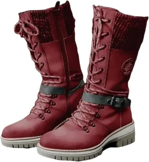 Ladmiple Combat Boots Womens Mid Calf Ankle Bootie Winter Side Zipper Low Heel Western Military Motorcycle Riding Biker Boots