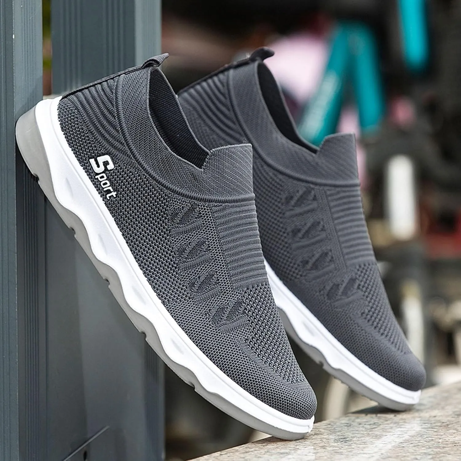 Men Shoes Flat Soled Casual Shoes Breathable Hollow Mesh Shoes Slip On Soft Soled Casual Men's Casual Shoes Wide Width Men's