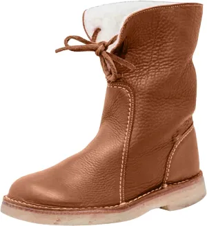 Womens Vintage Buttery-soft Waterproof Wool Lining Boots Fashion Lace Up Boots Warm Winter Boots Wide Calf FurBoots